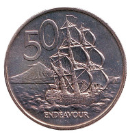 Монета 50 центов, 1980 год, Новая Зеландия. UNC. Парусник "Endeavour". Монета 50 центов, 1980 год, Новая Зеландия. UNC. Парусник "Endeavour".