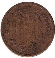 Монета 2,5 песеты. 1953 год, Испания. (54 внутри звезды) Монета 2,5 песеты. 1953 год, Испания. (54 внутри звезды)