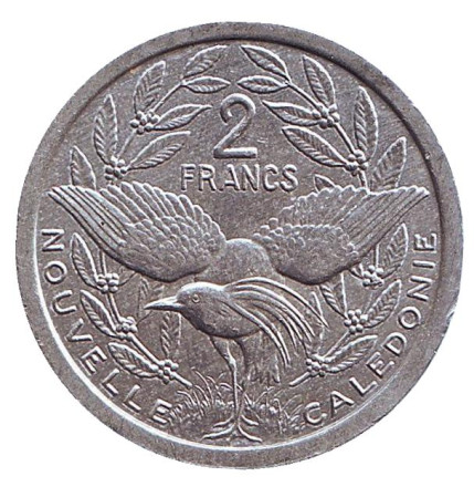 Монета 2 франка. 2004 год, Новая Каледония. Птица кагу.