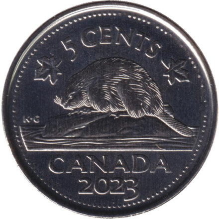 Монета 5 центов. 2023 год, Канада. 70 лет правления Елизаветы II.