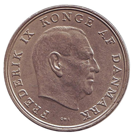 Монета 5 крон. 1970 год, Дания.