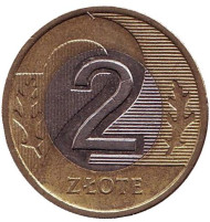 Монета 2 злотых. 2008 год, Польша. Монета 2 злотых. 2008 год, Польша.