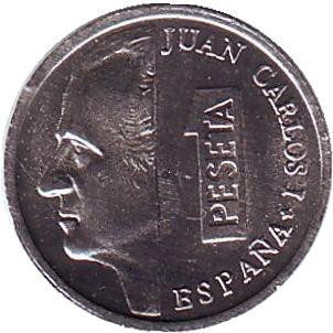 Монета 1 песета. 2001 год, Испания. UNC.