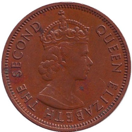 Монета 2 цента. 1975 год, Маврикий.