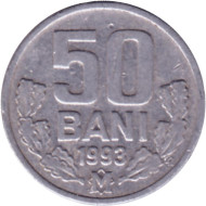 Монета 50 бани. 1993 год, Молдавия. Монета 50 бани. 1993 год, Молдавия.