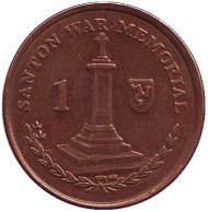 Монета 1 пенни. 2010 год, Остров Мэн. Военный мемориал в Сантоне. Монета 1 пенни. 2010 год, Остров Мэн. Военный мемориал в Сантоне.