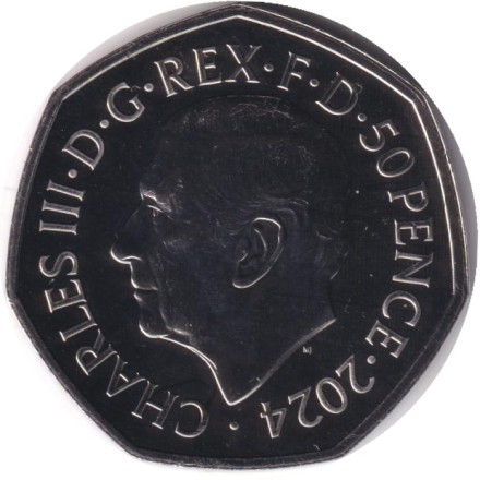 Монета 50 пенсов. 2024 год, Великобритания. Дочурка Груффало.