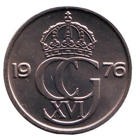 Монета 50 эре. 1976 год, Швеция. UNC.