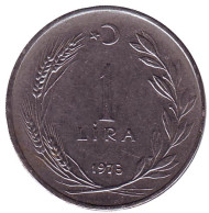 Монета 1 лира. 1973 год, Турция. Монета 1 лира. 1973 год, Турция.