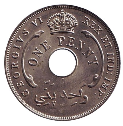 Монета 1 пенни. 1940 год, Британская Западная Африка. (H). Монета 1 пенни. 1940 год, Британская Западная Африка. (H).