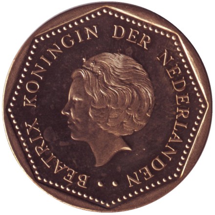 Монета 2,5 гульдена. 1997 год, Нидерландские Антильские острова. Монета 2,5 гульдена. 1997 год, Нидерландские Антильские острова.