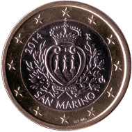 Монета 1 евро. 2014 год, Сан-Марино. Монета 1 евро. 2014 год, Сан-Марино.