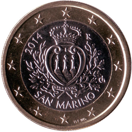 Монета 1 евро. 2014 год, Сан-Марино.