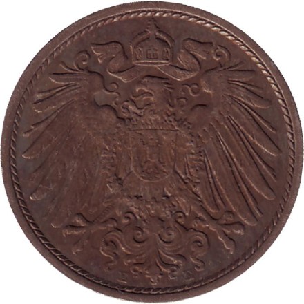 Монета 10 пфеннигов. 1909 год (Е), Германская империя. Нечастая. Монета 10 пфеннигов. 1909 год (Е), Германская империя. Нечастая.