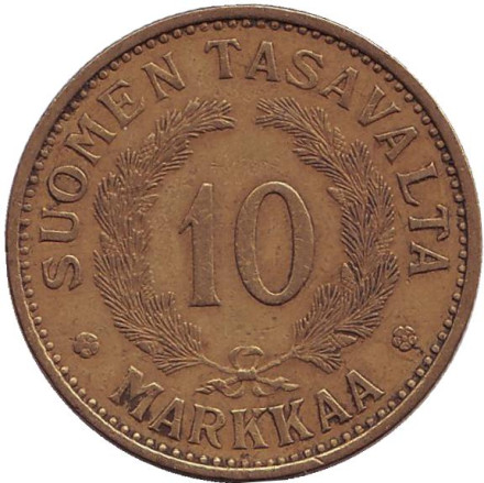 Монета 10 марок. 1935 год, Финляндия. Редкая.