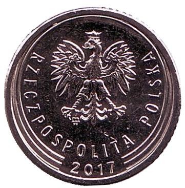 Монета 10 грошей. 2017 год, Польша. Монета 10 грошей. 2017 год, Польша.