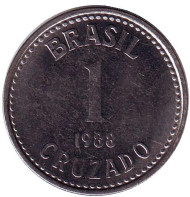 Монета 1 крузадо. 1988 год, Бразилия. Монета 1 крузадо. 1988 год, Бразилия.