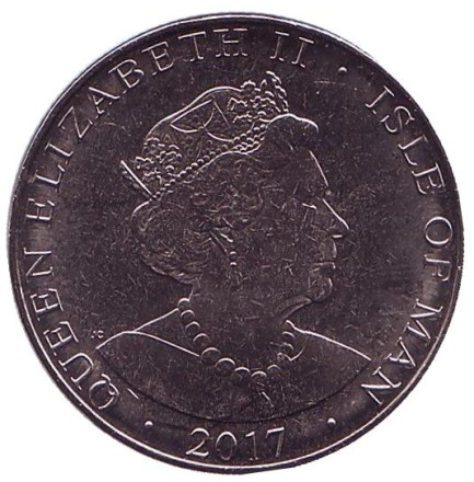 Монета 10 пенсов. 2017 год, Остров Мэн. Бесхвостая кошка.