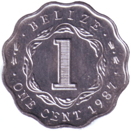 Монета 1 цент. 1987 год, Белиз.