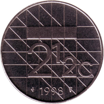 Монета 2,5 гульдена. 1998 год, Нидерланды. BU.
