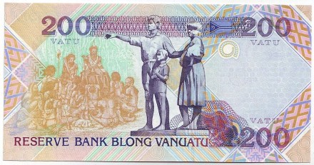 Банкнота 200 вату. 1995 год, Вануату. Тип 2. Абориген.