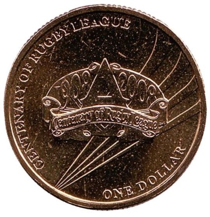 Монета 1 доллар. 2008 год, Австралия. 100-летие Лиги регби.