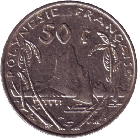 Монета 50 франков. 2003 год, Французская Полинезия. Скалистый остров Муреа.
