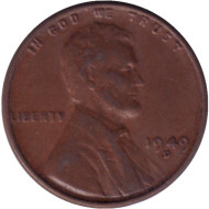 Монета 1 цент. 1949 год (D), США. Линкольн. Монета 1 цент. 1949 год (D), США. Линкольн.