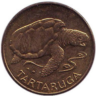 Монета 1 эскудо. 1994 год, Кабо-Верде. Тартаруга (черепаха). Монета 1 эскудо. 1994 год, Кабо-Верде. Тартаруга (черепаха).