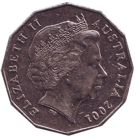 Монета 50 центов. 2001 год, Австралия. 100-летие федерации. Герб Австралии.