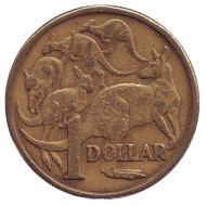 Монета 1 доллар. 1984 год, Австралия. Кенгуру. Монета 1 доллар. 1984 год, Австралия. Кенгуру.