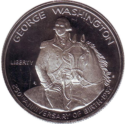 Монета 50 центов (S). 1982 год, США. 250-летие со дня рождения Вашингтона.