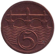 Монета 5 геллеров. 1923 год, Чехословакия. Монета 5 геллеров. 1923 год, Чехословакия.