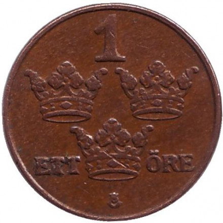 Монета 1 эре. 1950 год, Швеция. (Бронза)