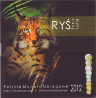 Рысь. Набор монет Польши в буклете (9 штук), 2012 год, Польша. Рысь. Набор монет Польши в буклете (9 штук), 2012 год, Польша.
