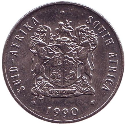 Монета 20 центов. 1990 год, ЮАР. (никель) Цветок протея. Монета 20 центов. 1990 год, ЮАР. (никель) Цветок протея.