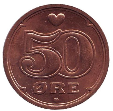 Монета 50 эре. 2004 год, Дания.