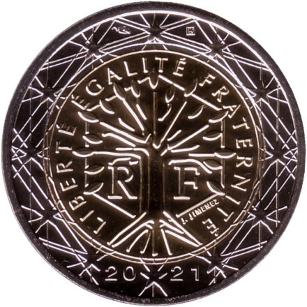 Монета 2 евро. 2021 год, Франция.