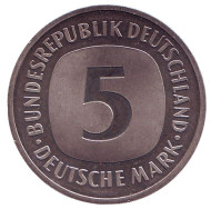 Монета 5 марок. 1989 год (G), ФРГ. Монета 5 марок. 1989 год (G), ФРГ.