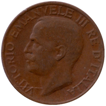 Монета 10 чентезимо. 1937 год, Италия. Пчела. (Старый тип).