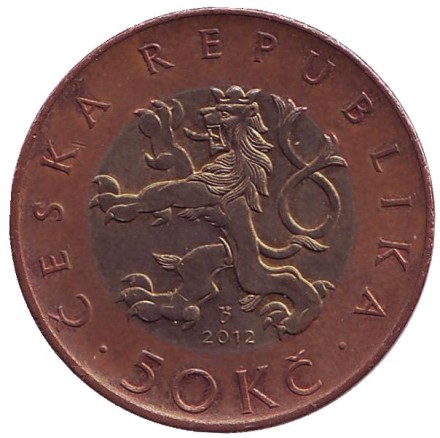 Монета 50 крон. 2012 год, Чехия. Из обращения. Прага.