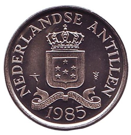 Монета 25 центов. 1985 год, Нидерландские Антильские острова. UNC. Монета 25 центов. 1985 год, Нидерландские Антильские острова. UNC.