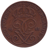 Монета 5 эре. 1923 год, Швеция. Монета 5 эре. 1923 год, Швеция.