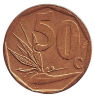 Монета 50 центов. 2013 год, ЮАР. Стрелитция. Монета 50 центов. 2013 год, ЮАР. Стрелитция.