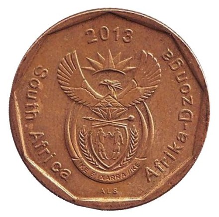 Монета 50 центов. 2013 год, ЮАР. Стрелитция. Монета 50 центов. 2013 год, ЮАР. Стрелитция.