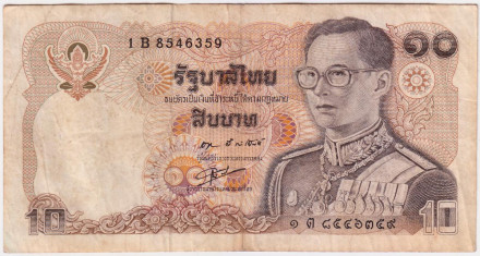 Банкнота 10 батов, 1980 год, Таиланд. P-87(4).