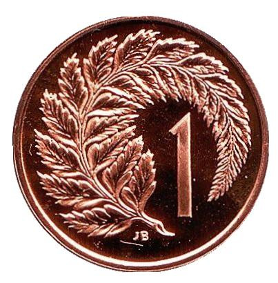 Монета 1 цент. 1984 год, Новая Зеландия. UNC. Лист папоротника.