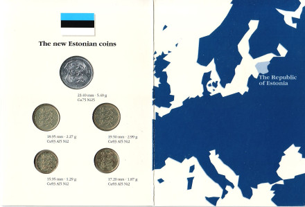 Годовой набор монет Эстонии (5 шт.). Эстония, 1992 год.