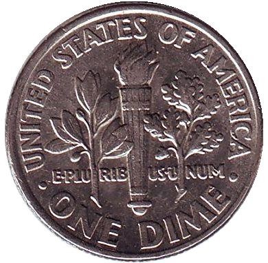 Монета 10 центов. 1994 (D) год, США. Рузвельт.