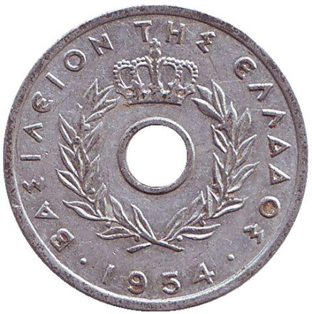 Монета 10 лепт. 1954 год, Греция. Монета 10 лепт. 1954 год, Греция.